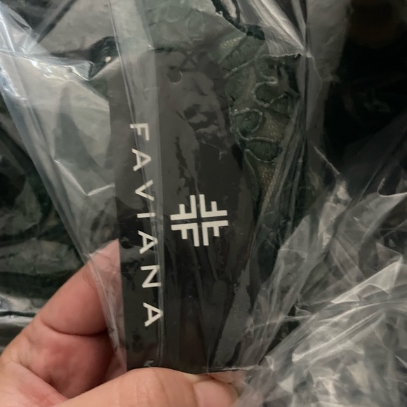 FAVIANA Style 10422- Emerald Green Off-Shoulder Dress - Picture 10 of 11